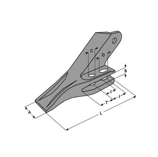 Immagine di DENTE A FORCELLA E 25R I=44.5 T=51 S=22 F=20.5 (E 622)